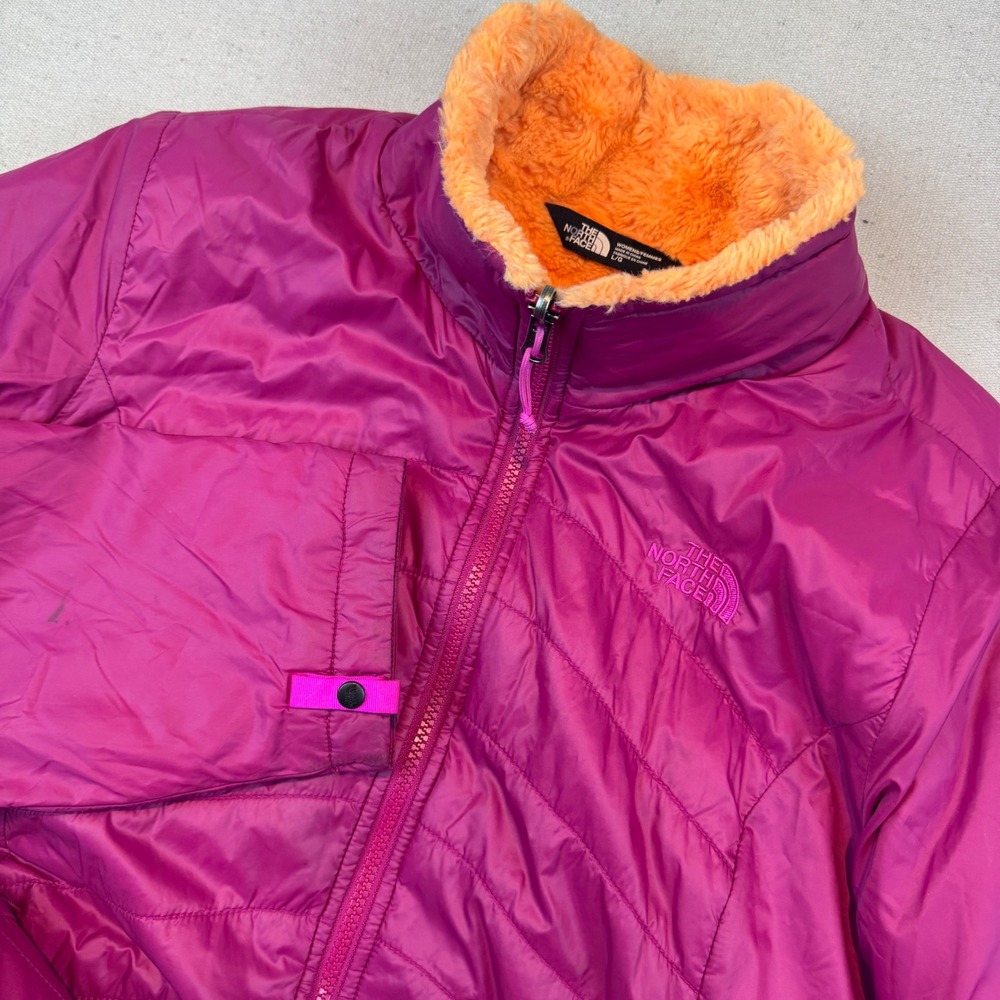 The North Face Large Insulated Jacket Womens Magenta Purple Orange Fleece Lined